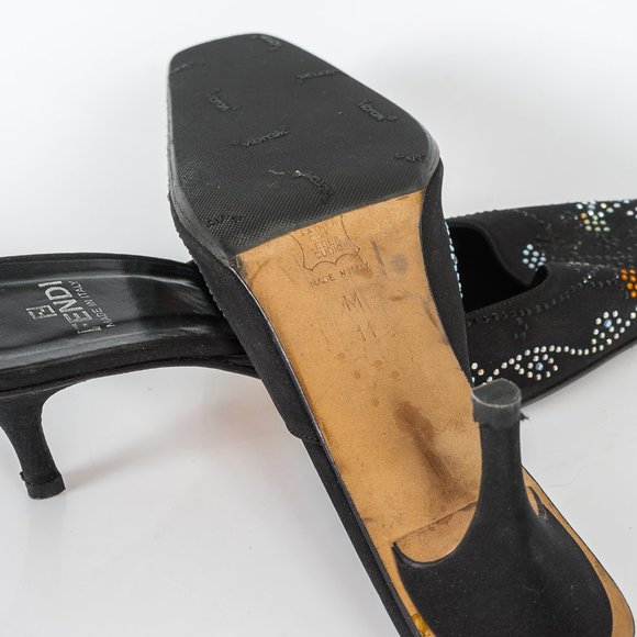 Vintage Fendi jeweled mules - sz 11/10.5 - Picture 4 of 6